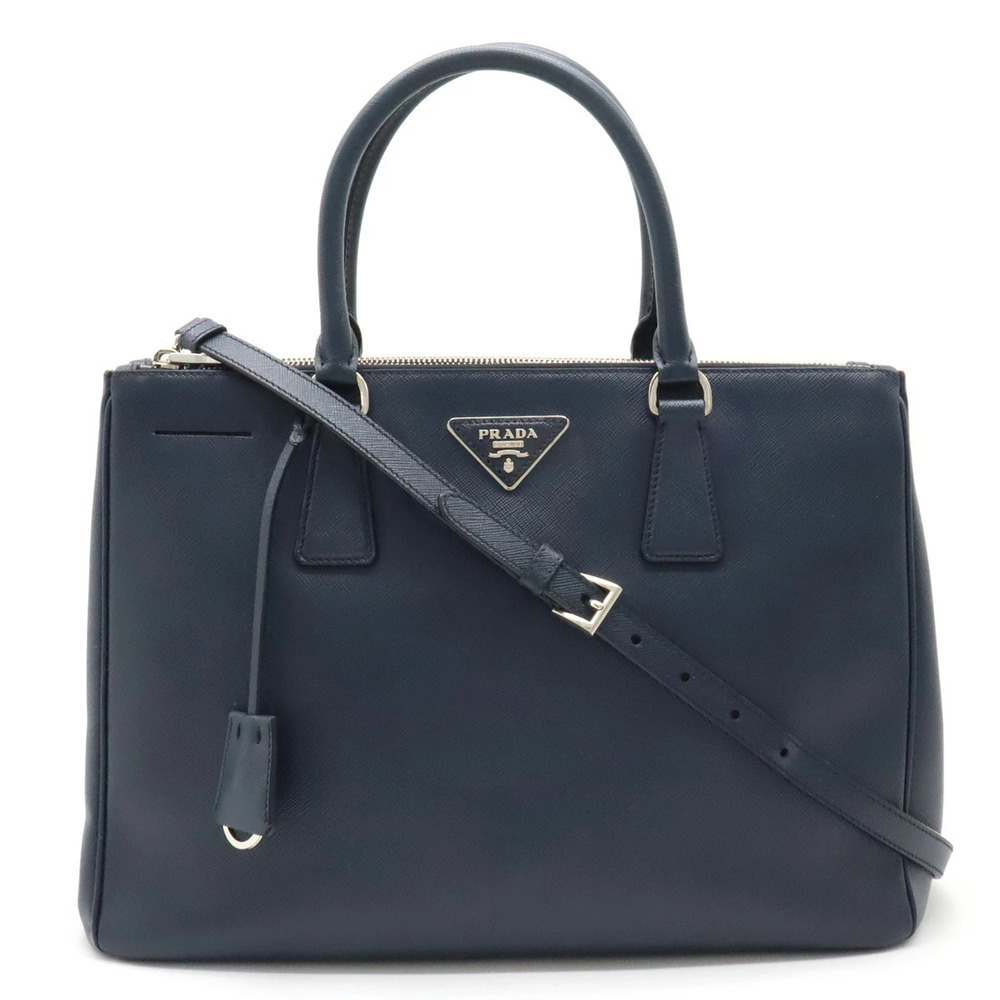 Prada Galleria Handbag Crossbody Bag Saffiano Leather Navy Blue